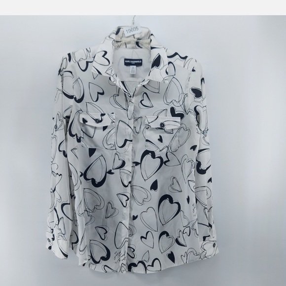 Karl Lagerfeld Tops - Karl Lagerfeld Women's Top medium hearts dress shirt